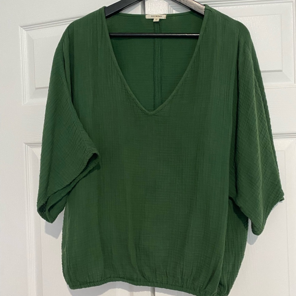 Breezy boho top in vibrant green